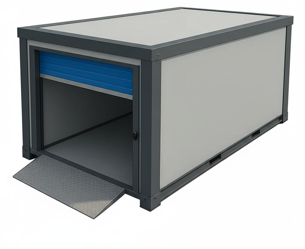 Alternate view of the Stronghold X7 insulated self storage unit at Boxxs Linlithgow, equivalent to a 20ft shipping container, secure for Falkirk and West Lothian customers